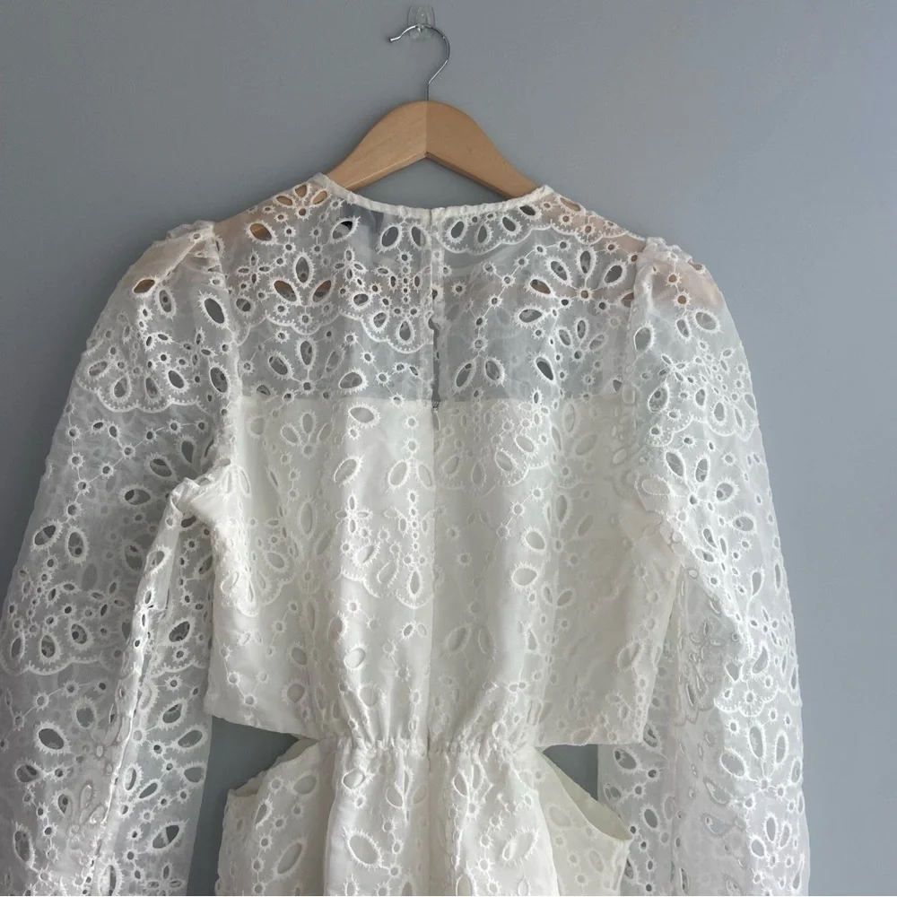 Lucy Paris Faith Cut Out White Eyelet Lace Mini Dress - Picture 6 of 12